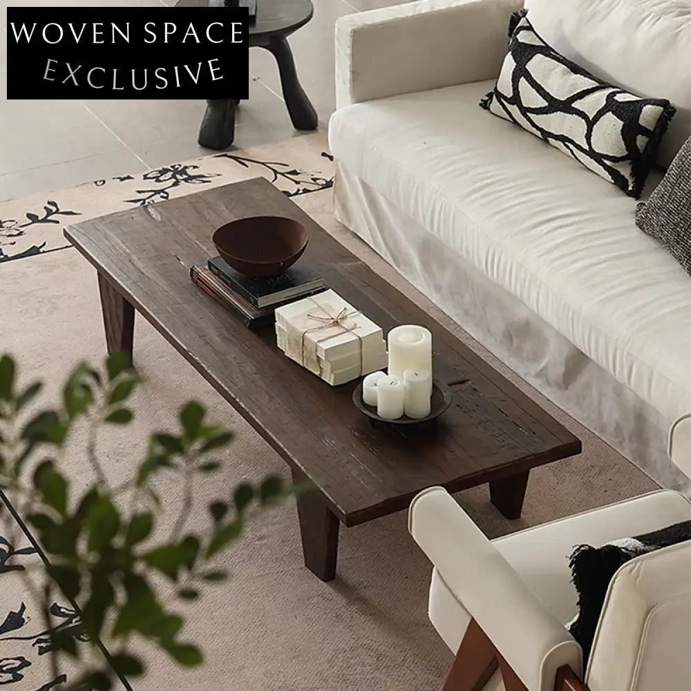 Italian Design Light Luxury Vintage Wood Frame Living Room Hotel Coffee Table