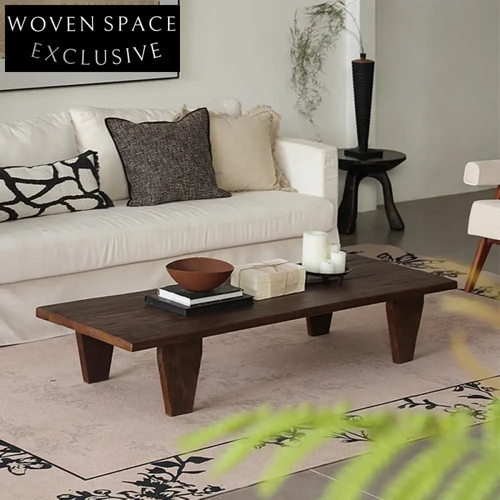 Italian Design Light Luxury Vintage Wood Frame Living Room Hotel Coffee Table