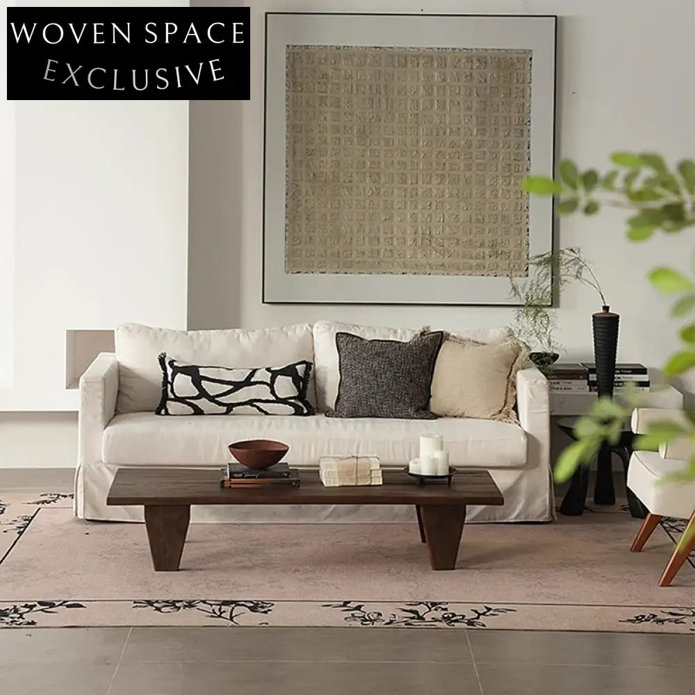 Italian Design Light Luxury Vintage Wood Frame Living Room Hotel Coffee Table