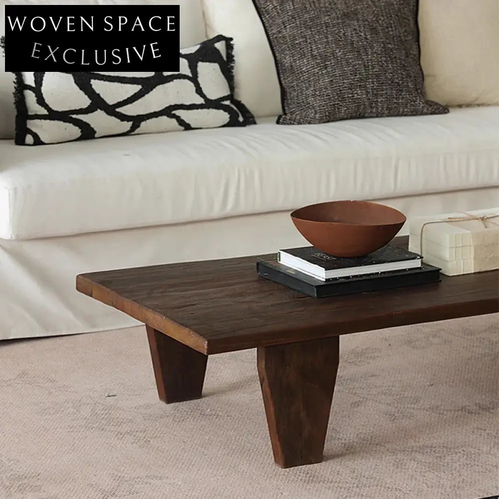 Italian Design Light Luxury Vintage Wood Frame Living Room Hotel Coffee Table