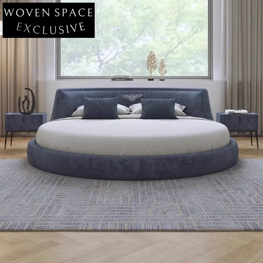 Italian Design Luxury Soft Fabric King Size Round Master Bedroom Bed