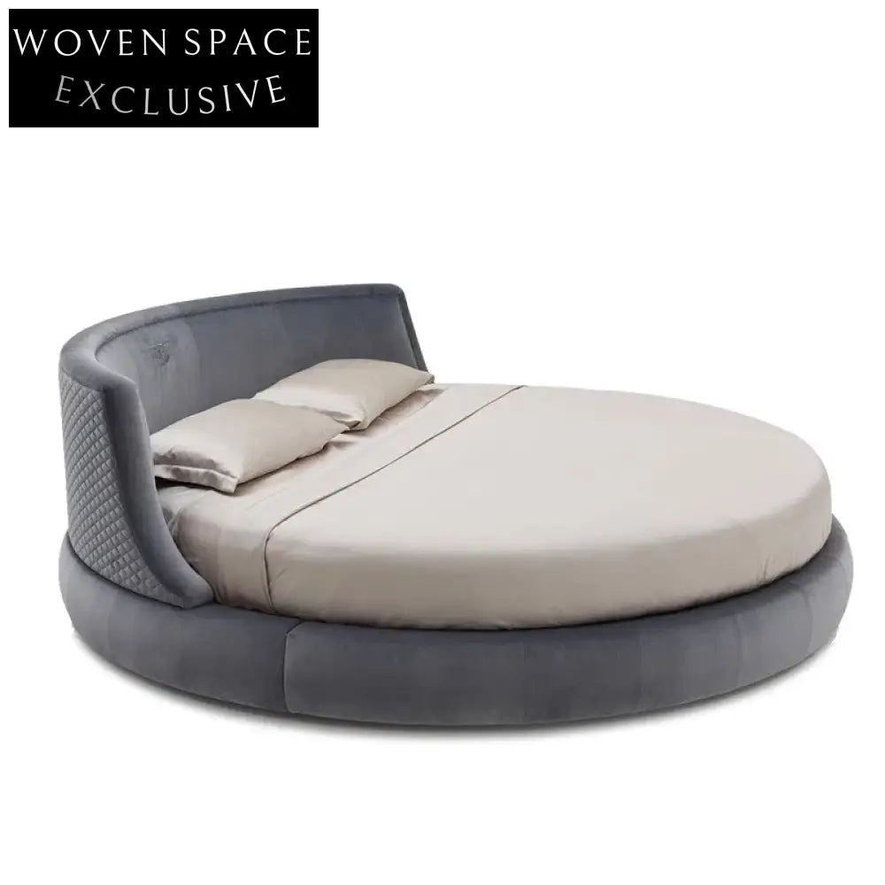 Italian Design Luxury Soft Fabric King Size Round Master Bedroom Bed