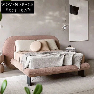 Italian Design Luxury Upholstered Double Bed with Grand Headboard Frame