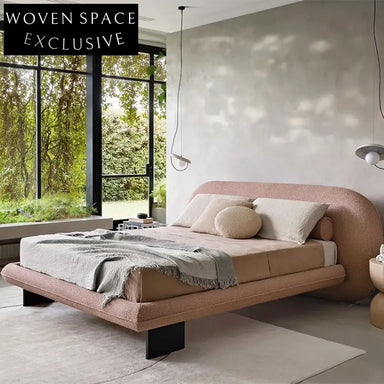 Italian Design Luxury Upholstered Double Bed with Grand Headboard Frame