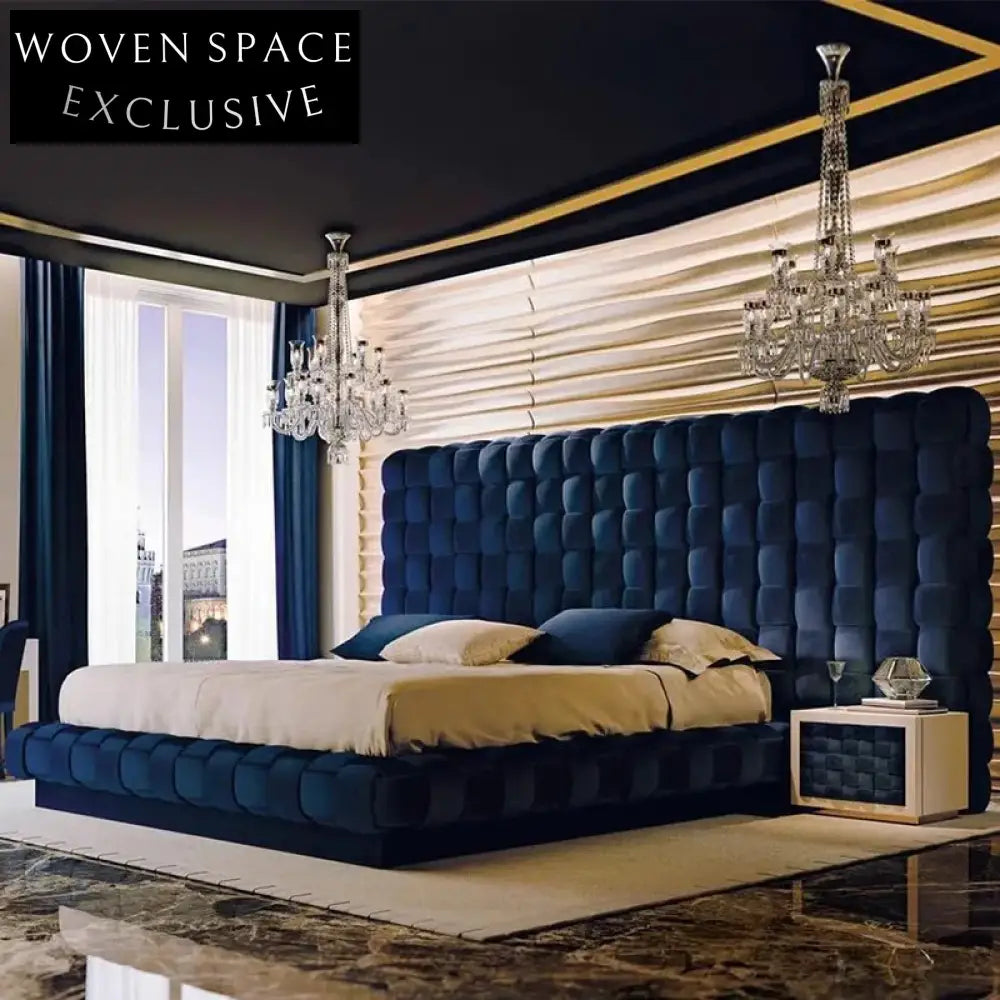 Italian Design Luxury Upholstered Fabric Double Bed for Modern Bedrooms