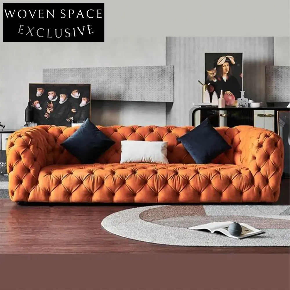 Italian Design Modern Luxury Soft Fabric Chesterfield Living Room Sofa