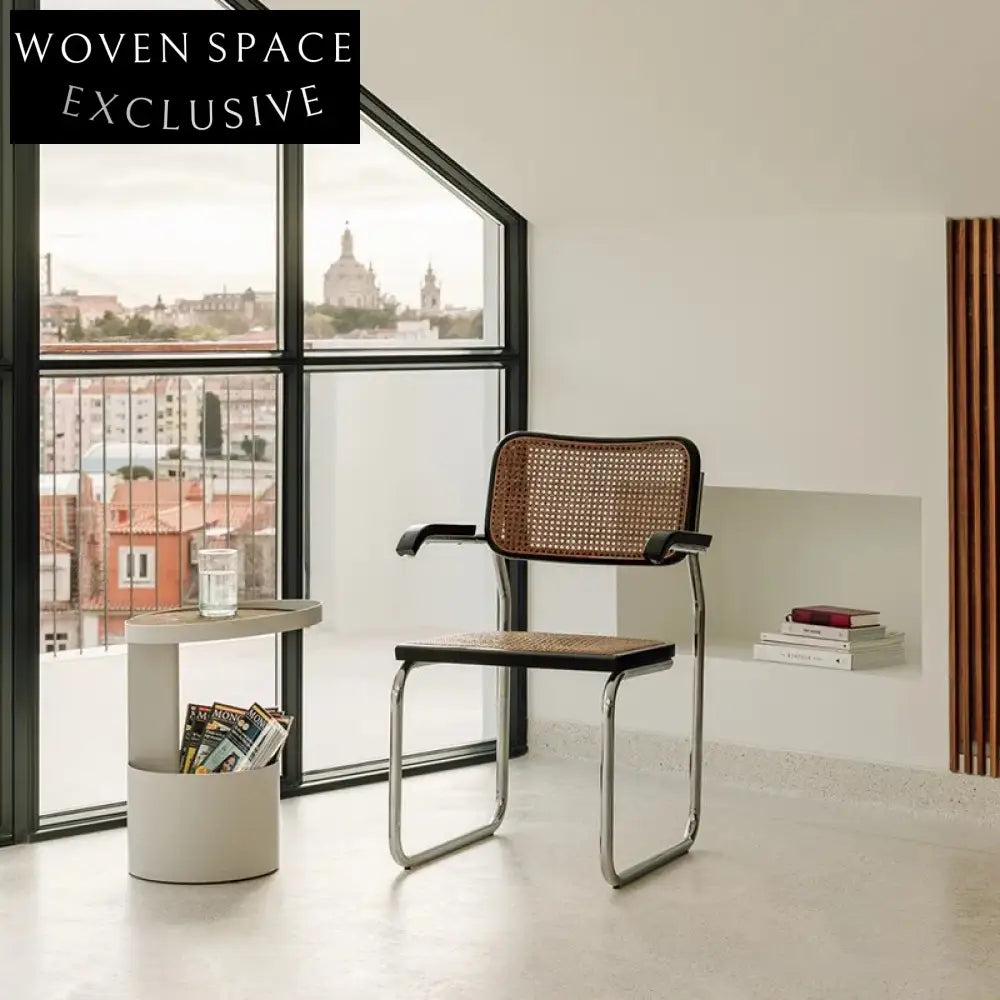 Italian Design Round Metal Sofa Side Table with Wooden Top for Living Room