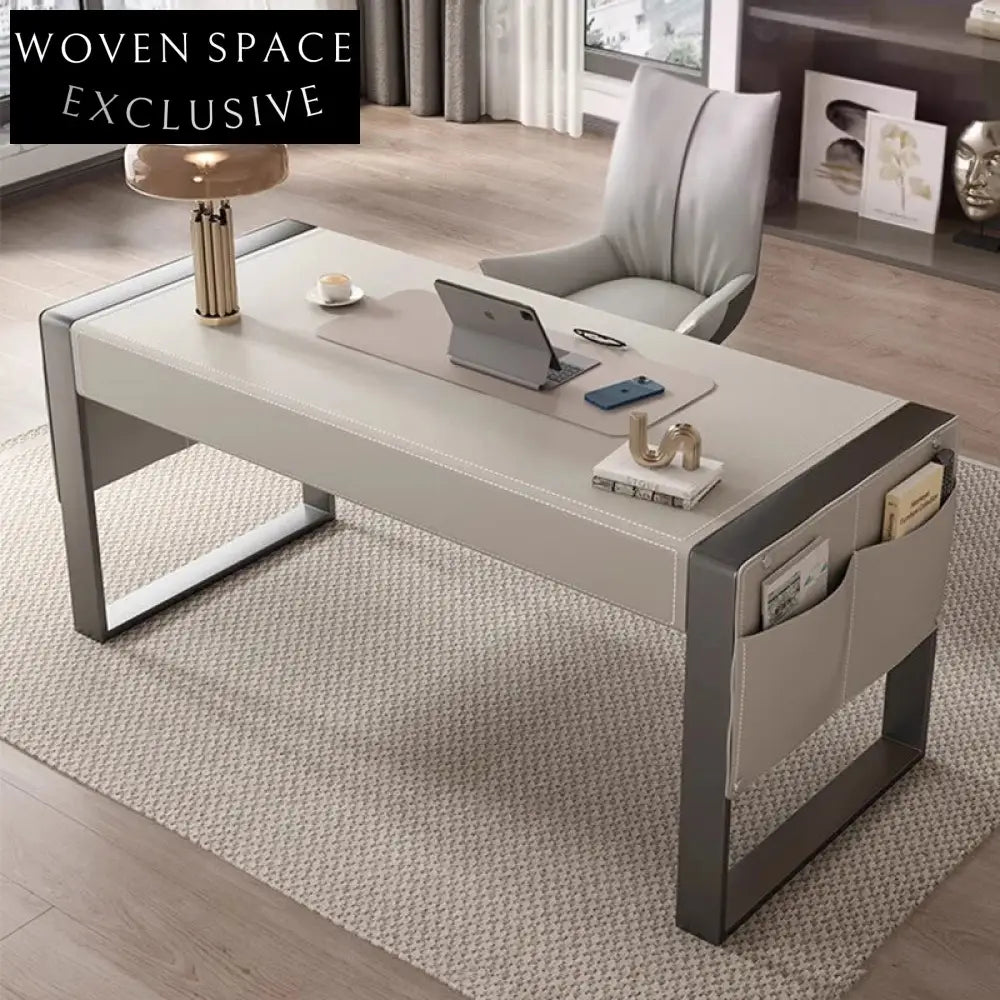 Italian Design Saddle Leather Computer Desk for Elegant Home Office Spaces