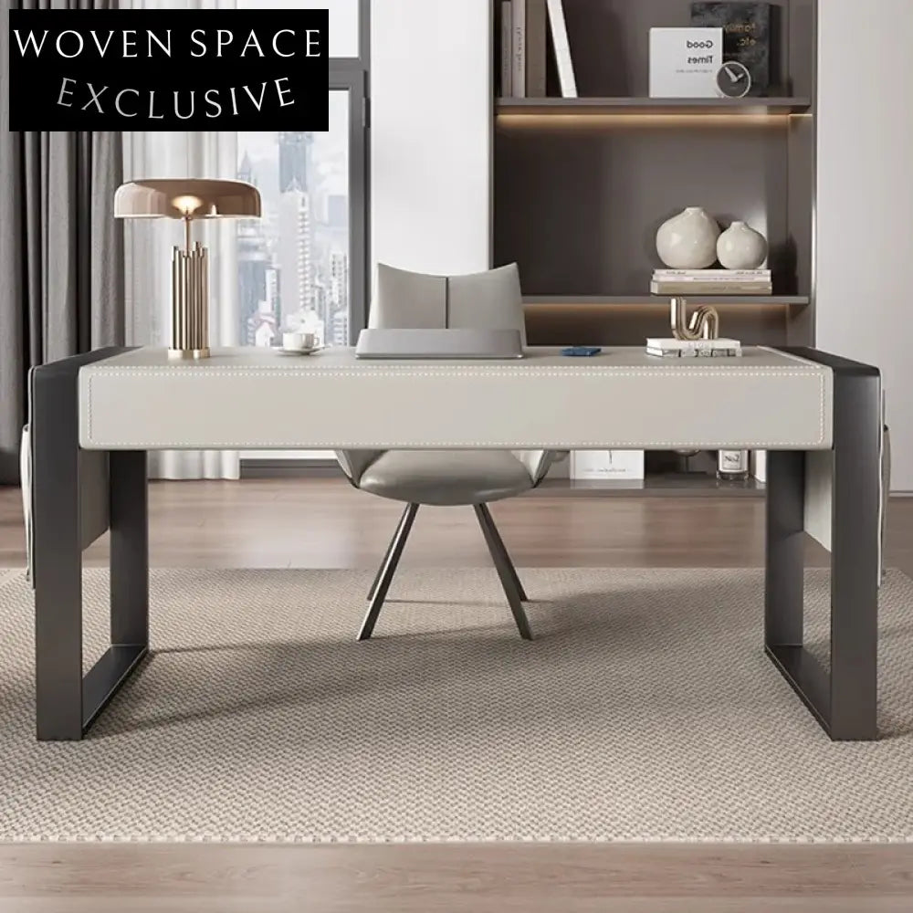 Italian Design Saddle Leather Computer Desk for Elegant Home Office Spaces