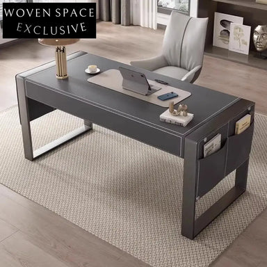 Italian Design Saddle Leather Computer Desk for Elegant Home Office Spaces