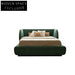 Italian Designed Solid Wood Plank Frame Plush Green Soft Double Bed
