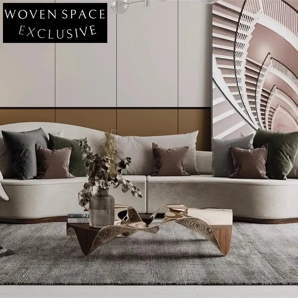 Italian Designer Luxury Gold Metal Wood Living Room Center Coffee Table