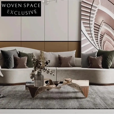 Italian Designer Luxury Gold Metal Wood Living Room Center Coffee Table