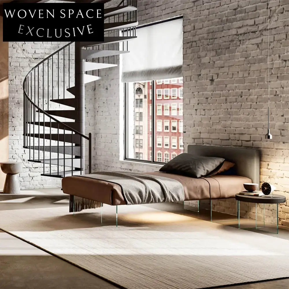 Italian Designer Luxury Leather King Size Floating Platform Bed Frame