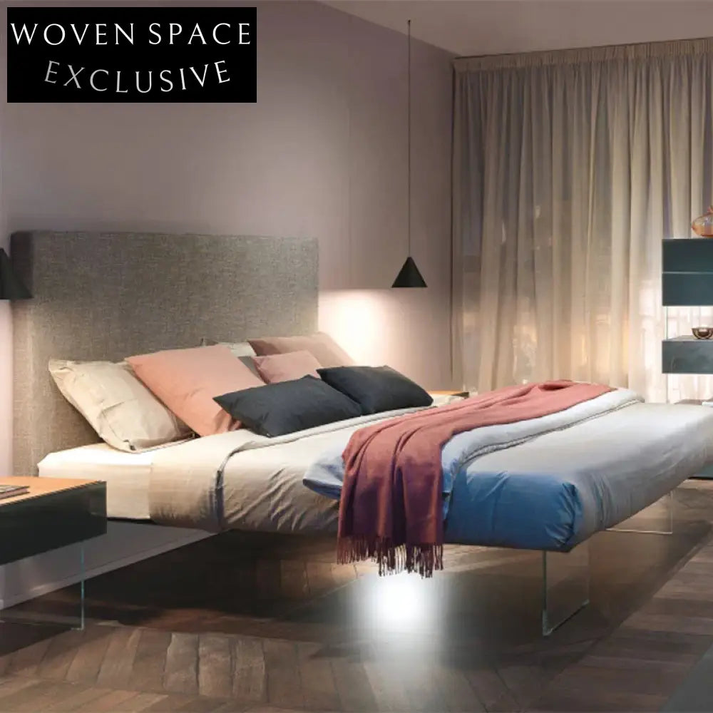 Italian Designer Luxury Leather King Size Floating Platform Bed Frame