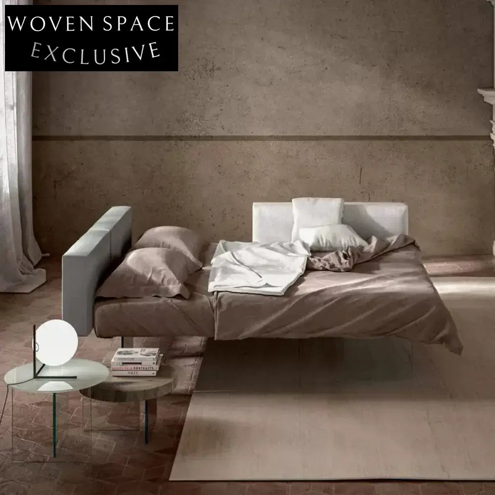 Italian Designer Luxury Leather King Size Floating Platform Bed Frame