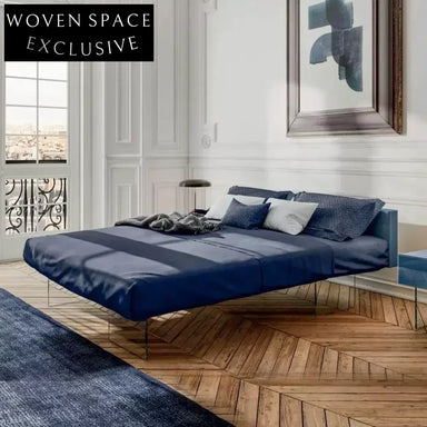 Italian Designer Luxury Leather King Size Floating Platform Bed Frame