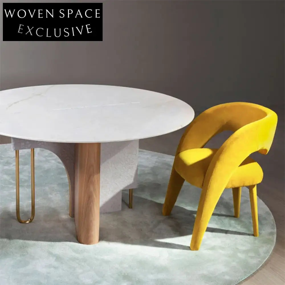 Italian Designer Luxury Velvet Fabric Curved Backrest Dining Chair Elegant