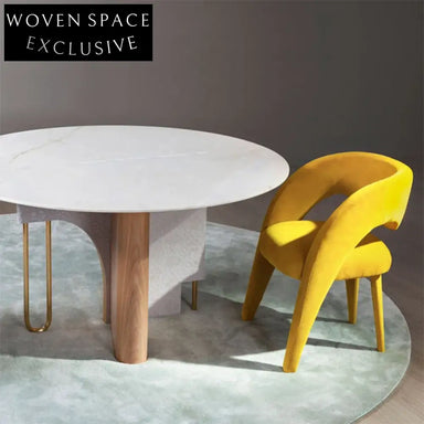 Italian Designer Luxury Velvet Fabric Curved Backrest Dining Chair Elegant