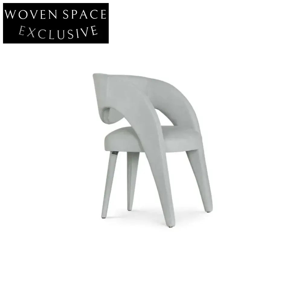 Italian Designer Luxury Velvet Fabric Curved Backrest Dining Chair Elegant