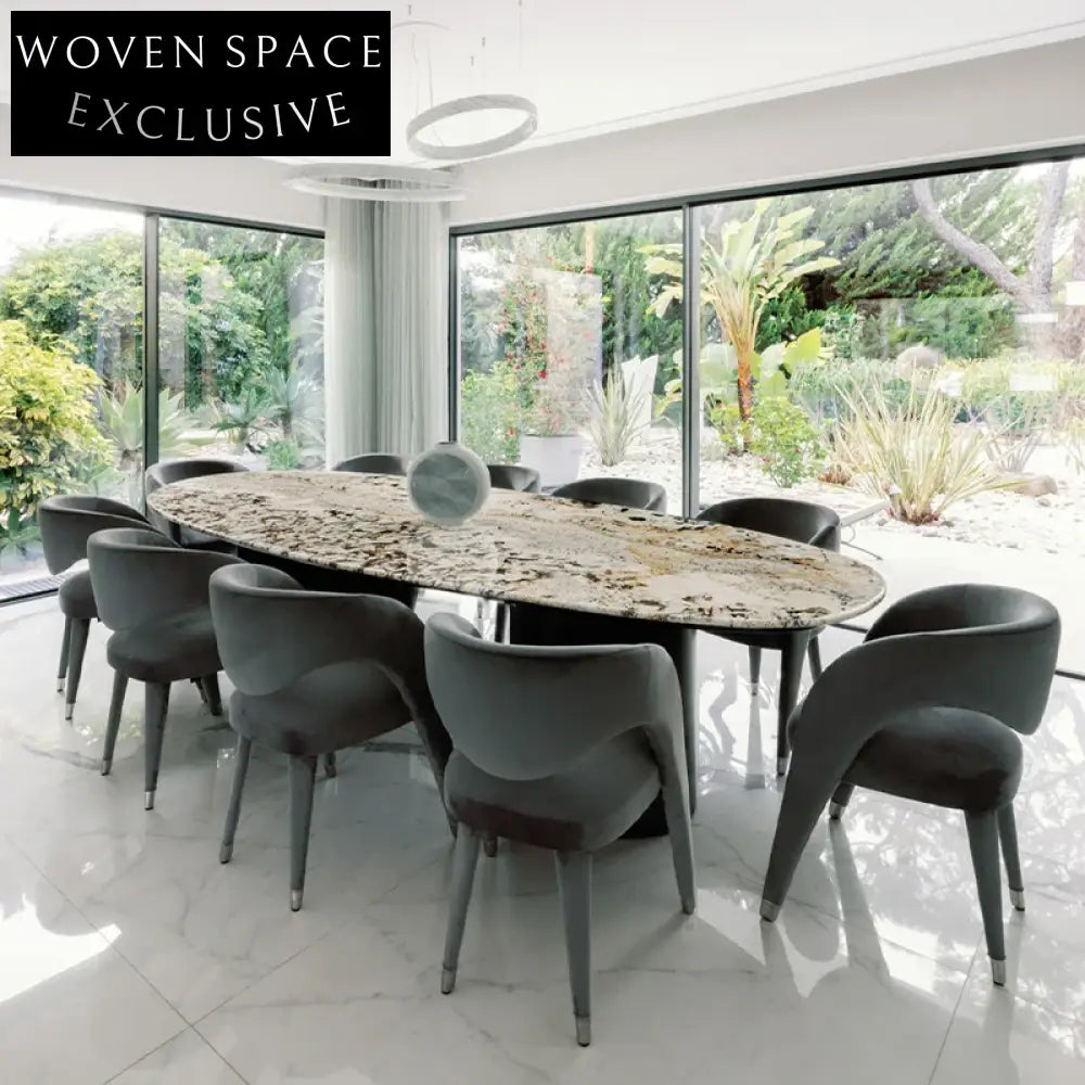 Italian Designer Luxury Velvet Fabric Curved Backrest Dining Chair Elegant