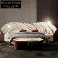 Italian Designer Luxury Velvet Fabric King Size Bedroom Soft Bed with Big Headboard Bed