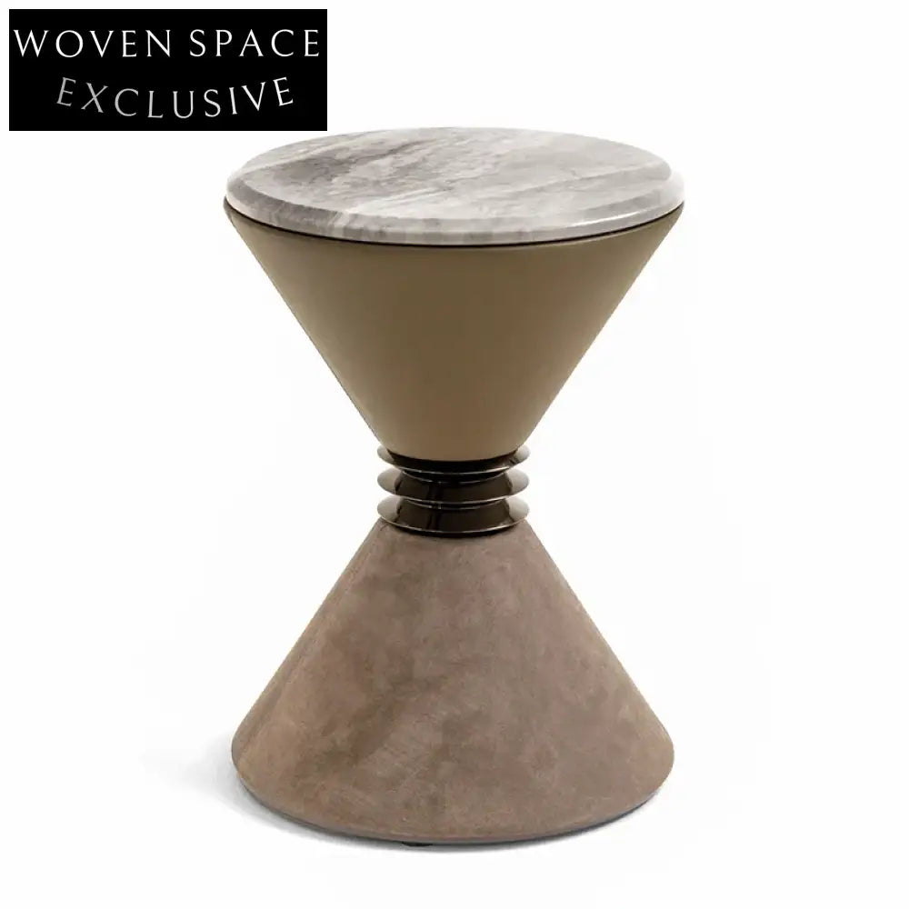 Italian Designer Marble Top Round Side End Tea Table Set