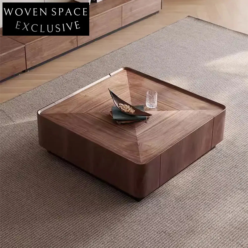 Italian Elegance Wood Veneer Modern Living Room Coffee Table