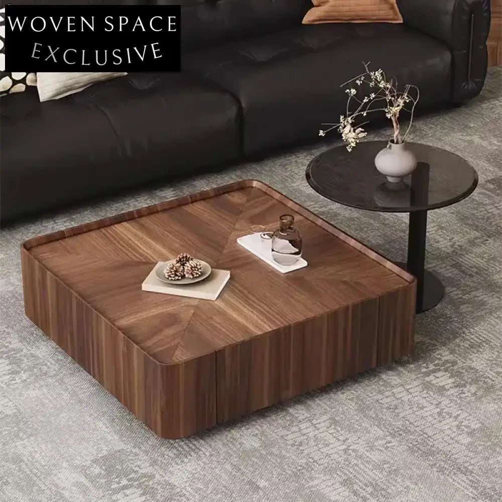 Italian Elegance Wood Veneer Modern Living Room Coffee Table
