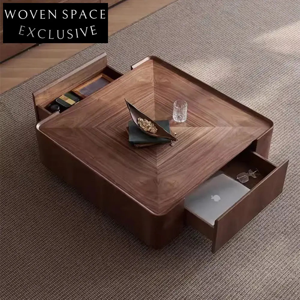 Italian Elegance Wood Veneer Modern Living Room Coffee Table