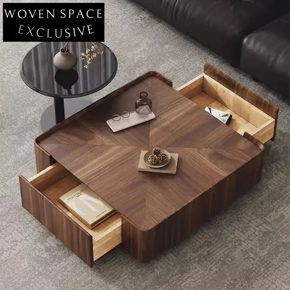 Italian Elegance Wood Veneer Modern Living Room Coffee Table