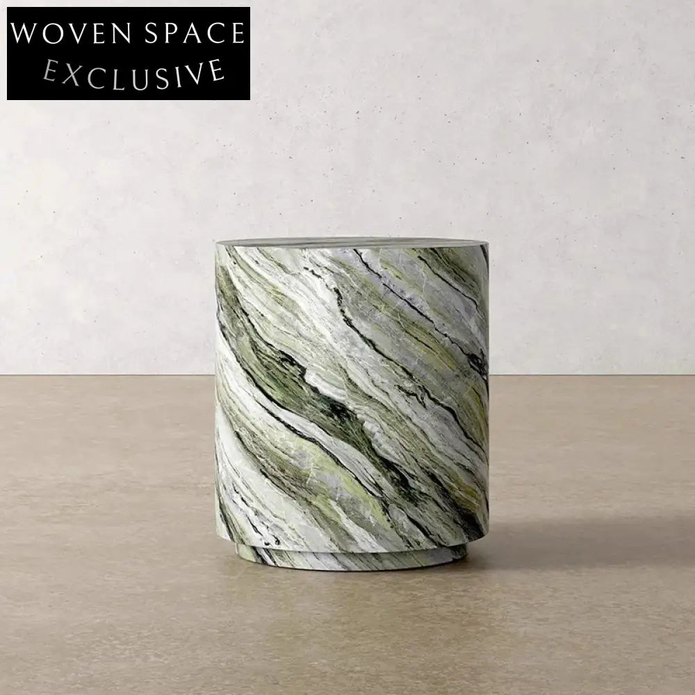 Italian Green Marble Round Side Coffee Table for Modern Living Room