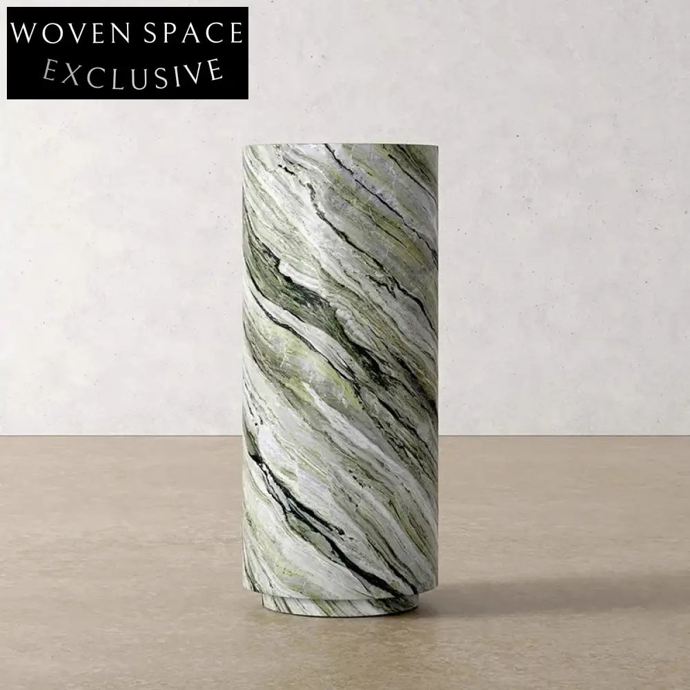 Italian Green Marble Round Side Coffee Table for Modern Living Room