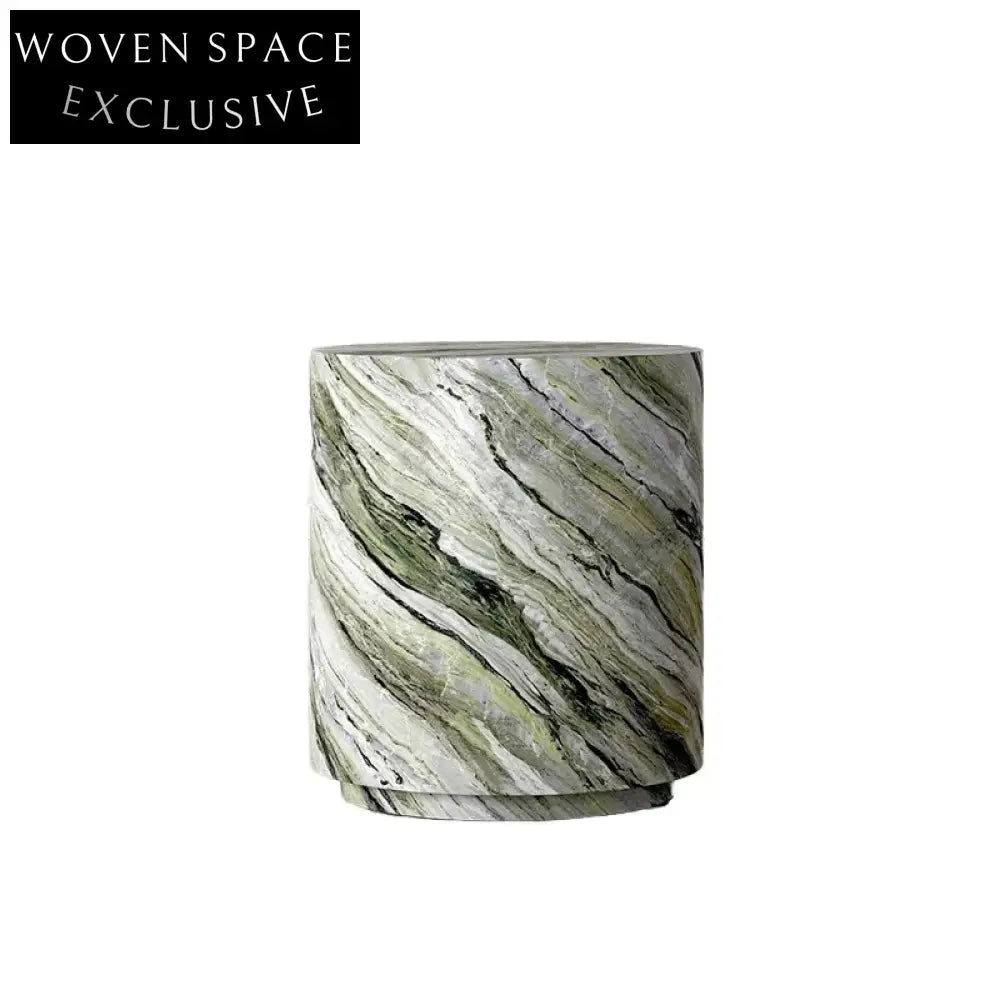 Italian Green Marble Round Side Coffee Table for Modern Living Room