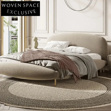 Italian Light Luxury Lambswool Fabric Upholstered Double King Size Bed