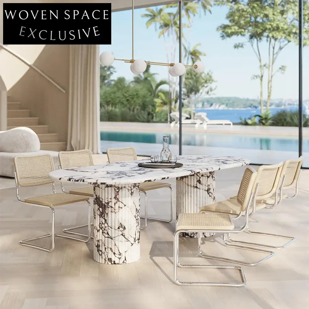 Italian Light Luxury Minimalist Calacatta Viola Marble Round Dining Table