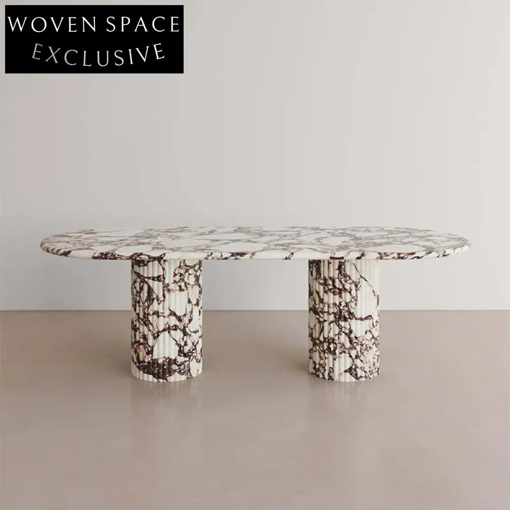 Italian Light Luxury Minimalist Calacatta Viola Marble Round Dining Table