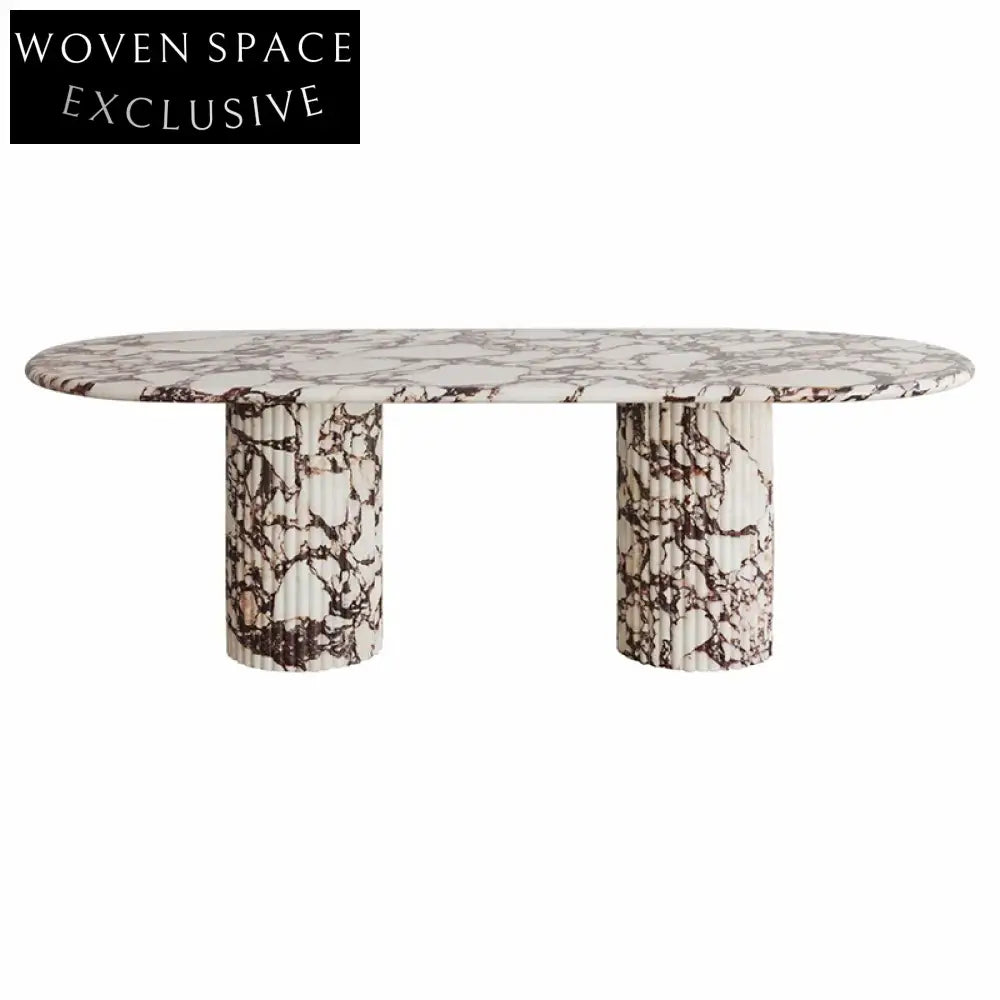 Italian Light Luxury Minimalist Calacatta Viola Marble Round Dining Table