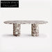 Italian Light Luxury Minimalist Calacatta Viola Marble Round Dining Table
