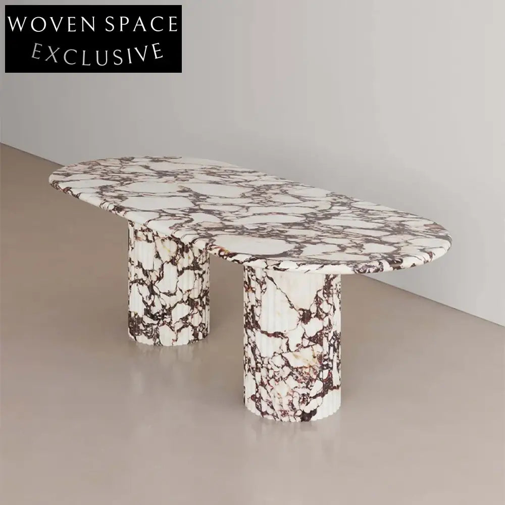 Italian Light Luxury Minimalist Calacatta Viola Marble Round Dining Table