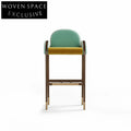 Italian Light Luxury Solid Wood Velvet Upholstered Backrest Modern Bar Stool