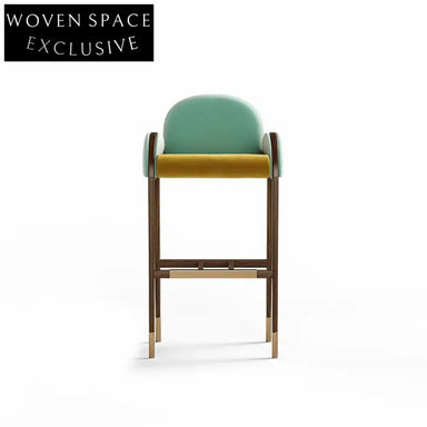 Italian Light Luxury Solid Wood Velvet Upholstered Backrest Modern Bar Stool