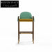 Italian Light Luxury Solid Wood Velvet Upholstered Backrest Modern Bar Stool