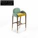 Italian Light Luxury Solid Wood Velvet Upholstered Backrest Modern Bar Stool