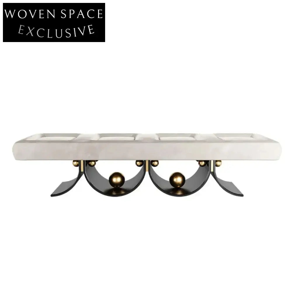 Italian Light Luxury Velvet Upholstered Entryway Bench Modern Minimalist Home Ottoman