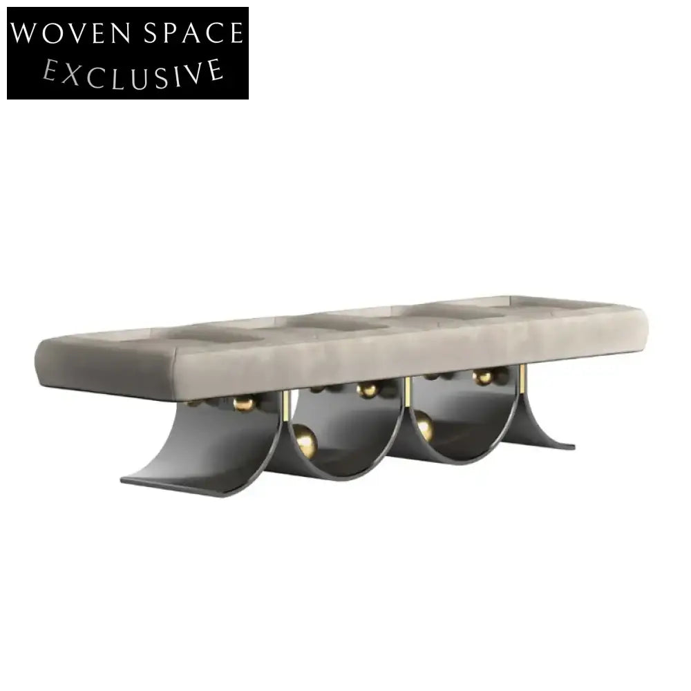 Italian Light Luxury Velvet Upholstered Entryway Bench Modern Minimalist Home Ottoman