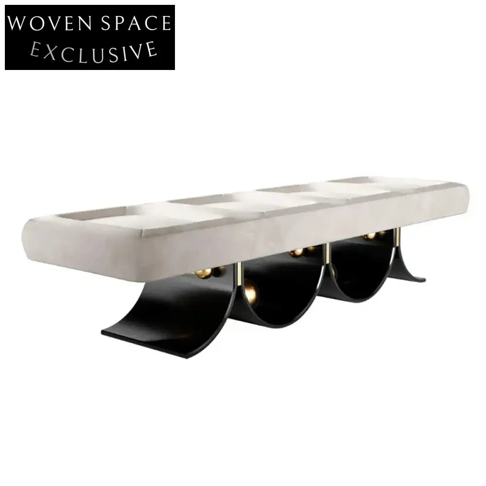 Italian Light Luxury Velvet Upholstered Entryway Bench Modern Minimalist Home Ottoman