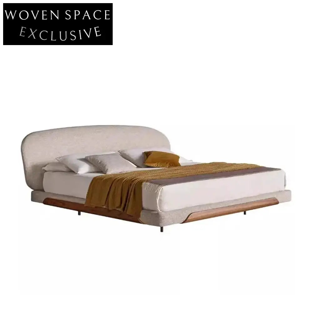 Italian Linen Fabric King Bed Frame with High Soft Headboard