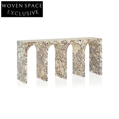 Italian Luxury Arch Travertine Marble Console Table for Elegant Home Entryway