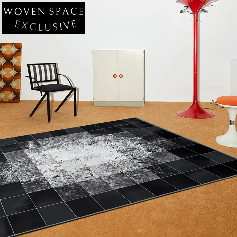 Italian Luxury Black White Abstract Area Rug for Living Room Bedroom Sofa